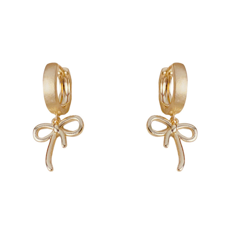 Luxury Brushed Metal Bow Ear Cuff Earrings – Elegant Design