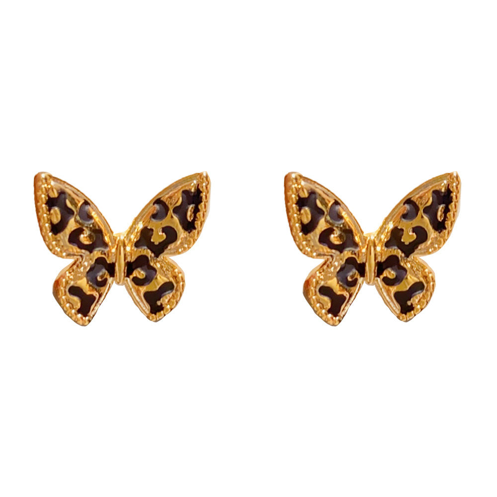 Eaioncol Leopard Butterfly Stud Earrings 14K Gold Plated