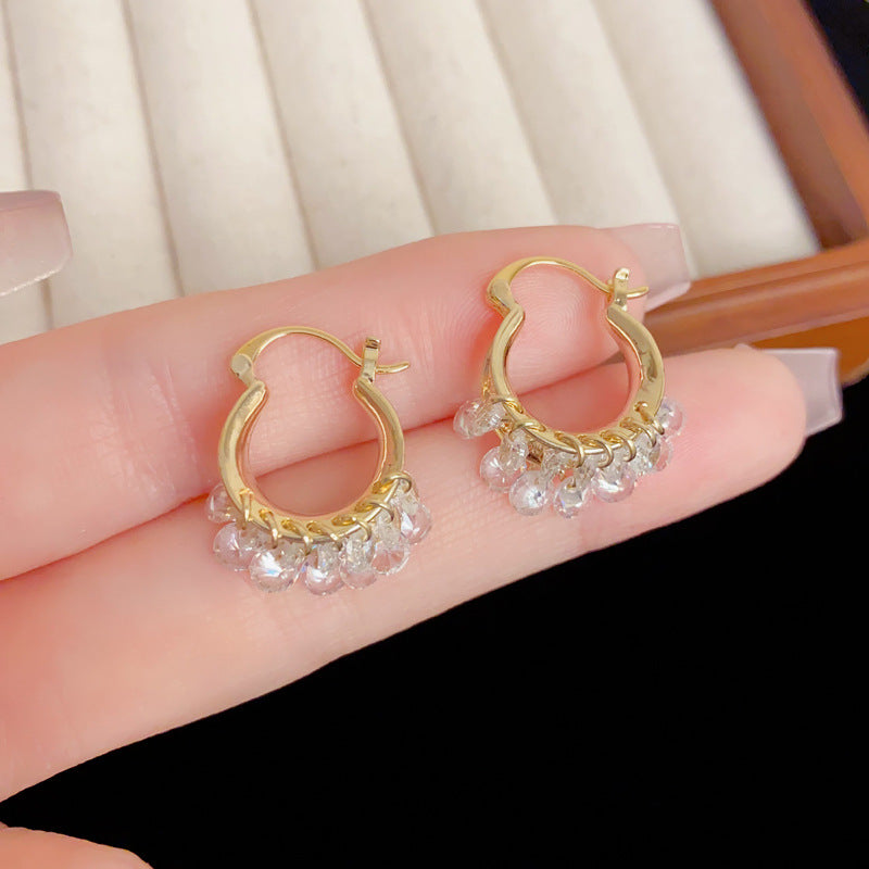 Eaioncol Crystal Circle Hoop Earrings Gold