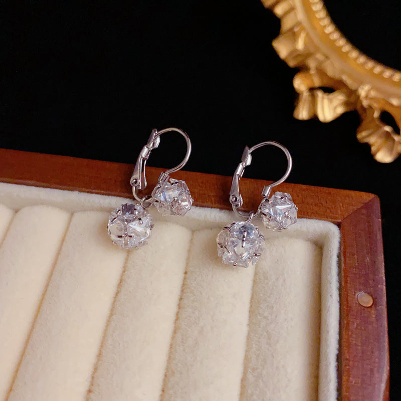 Elegant Zircon Ball Tassel Ear Cuff Earrings – Geometric Design