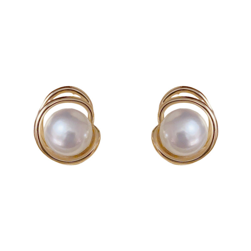 Luxury Metal Irregular Pearl Gold Earrings –Geometric Elegant Design