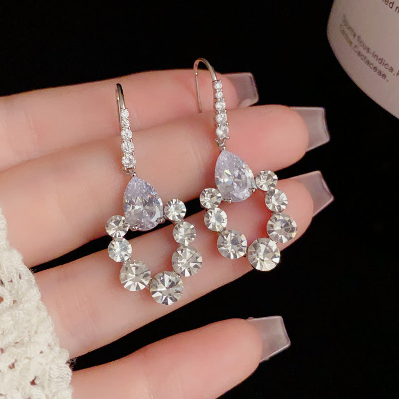 14K Gold-Plated Zircon Waterdrop Hook Earrings – Elegance Design