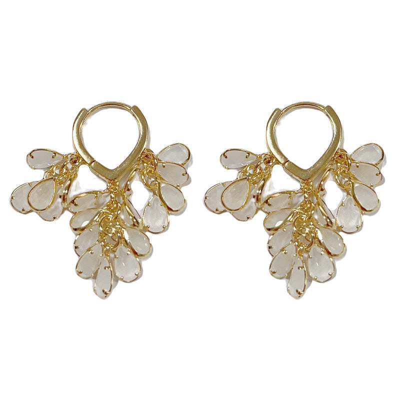 14K Gold-Plated Long Waterdrop Tassel Clip-On Earrings –Elegant Design