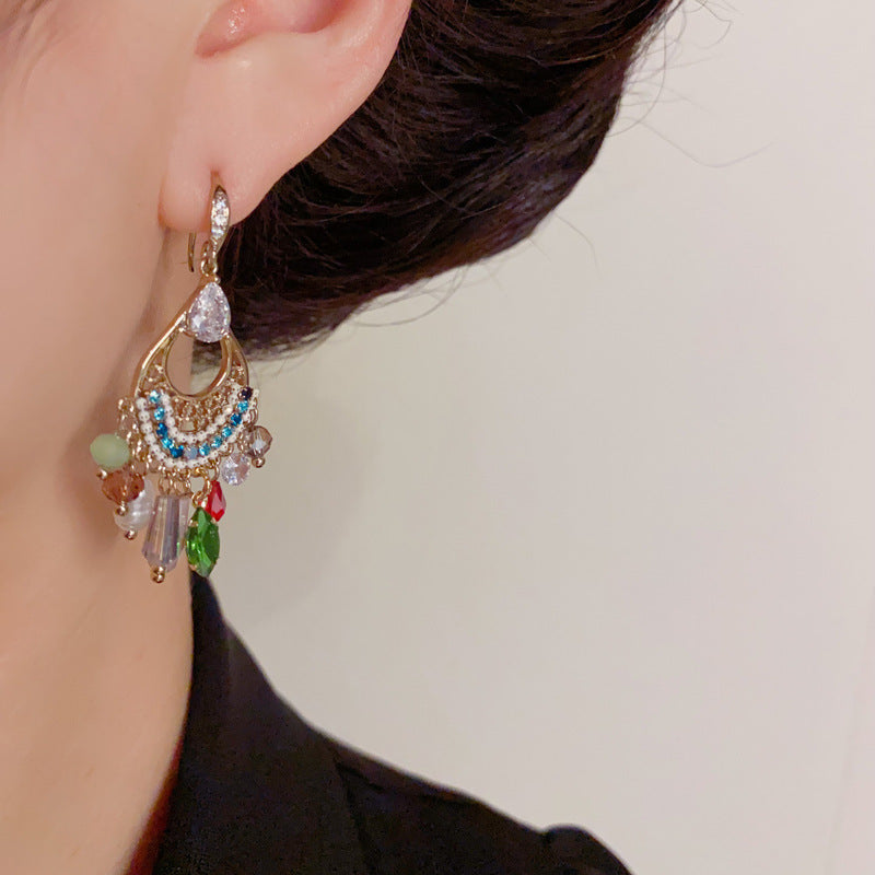 Luxury Teardrop Openwork Tassel Ear Hook Earrings – Elegant Design