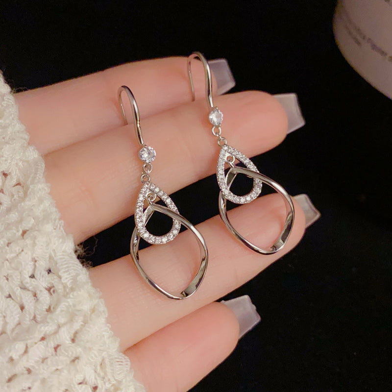 14K Gold-Plated Zircon WaterdropTassel Hook Earrings – Elegant Design