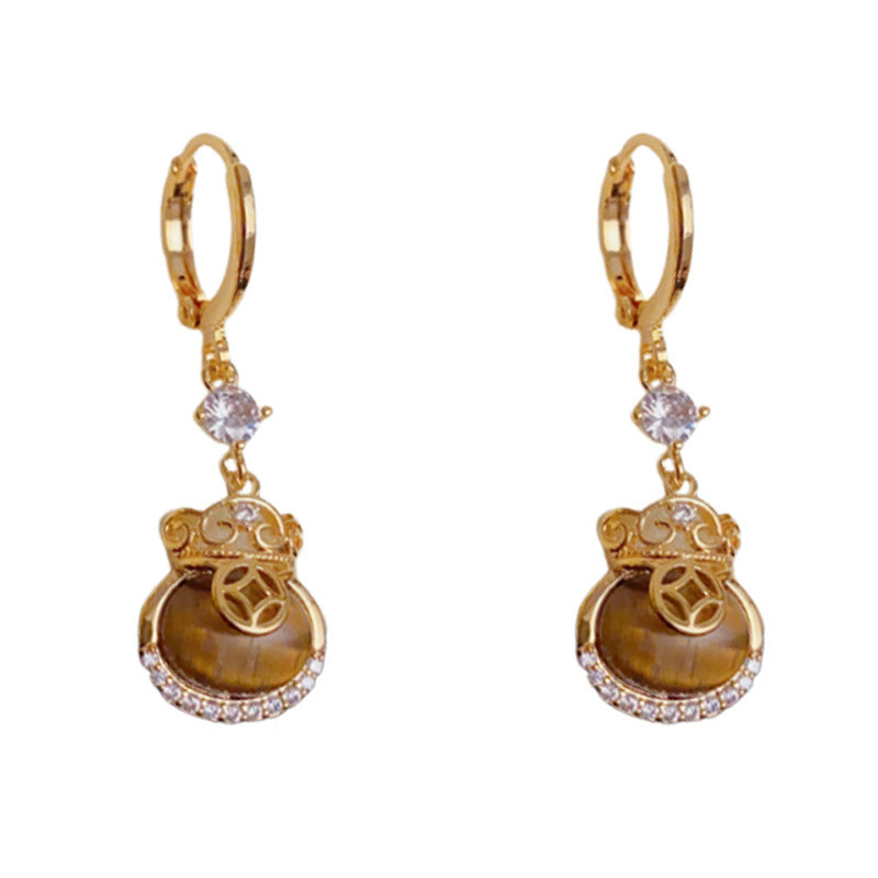 Elegant Zircon Money Bag Tassel Ear Cuff Earrings – Geometric Design