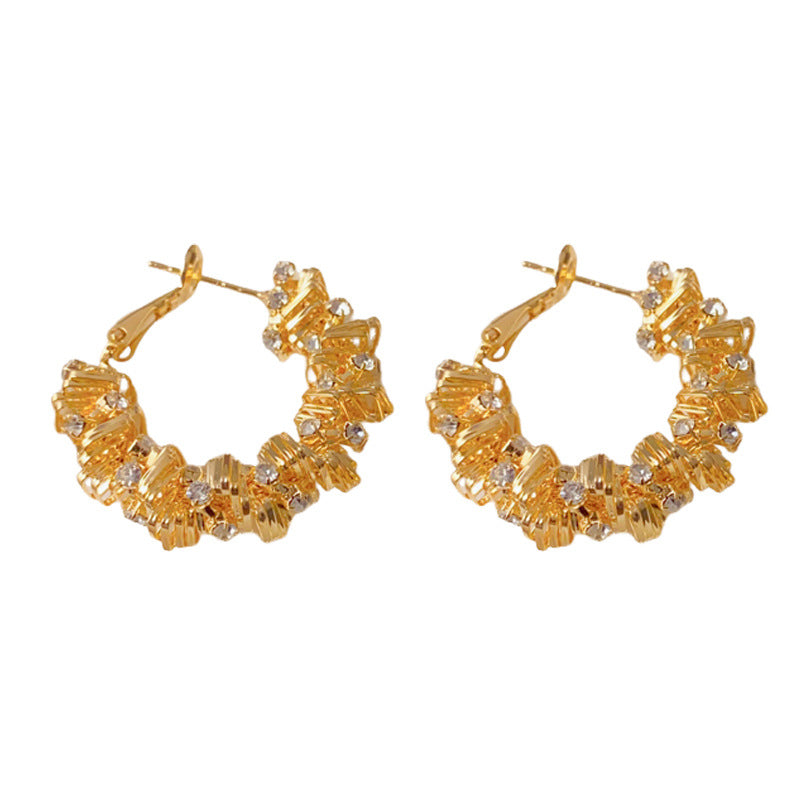 Luxury Full-Zircon Orbit Metal Hoop Earrings – Elegant Design