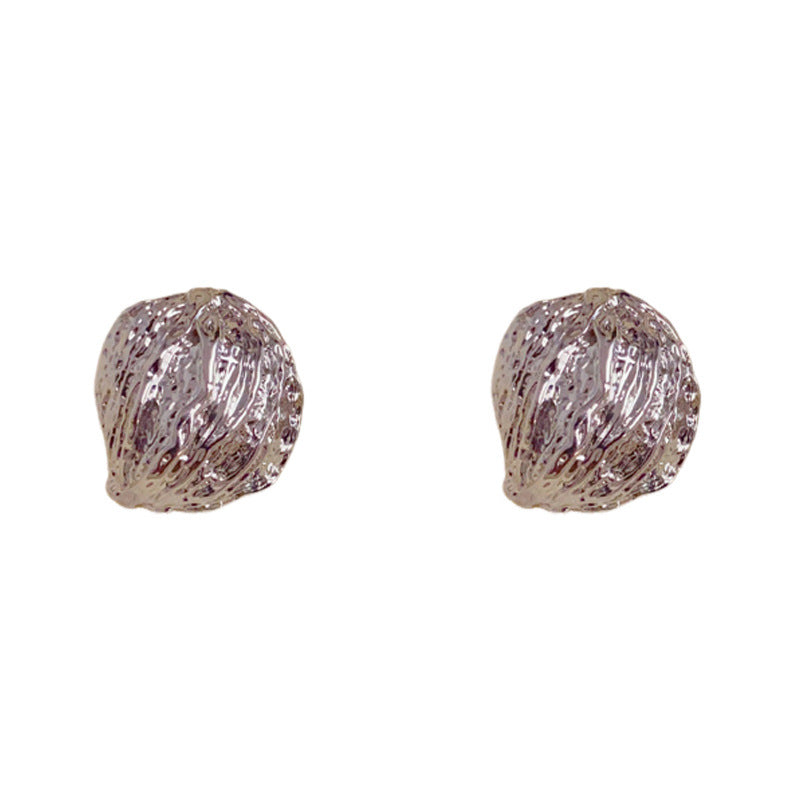 Elegant Irregular Metal Round Stud Earrings – Geometric Design