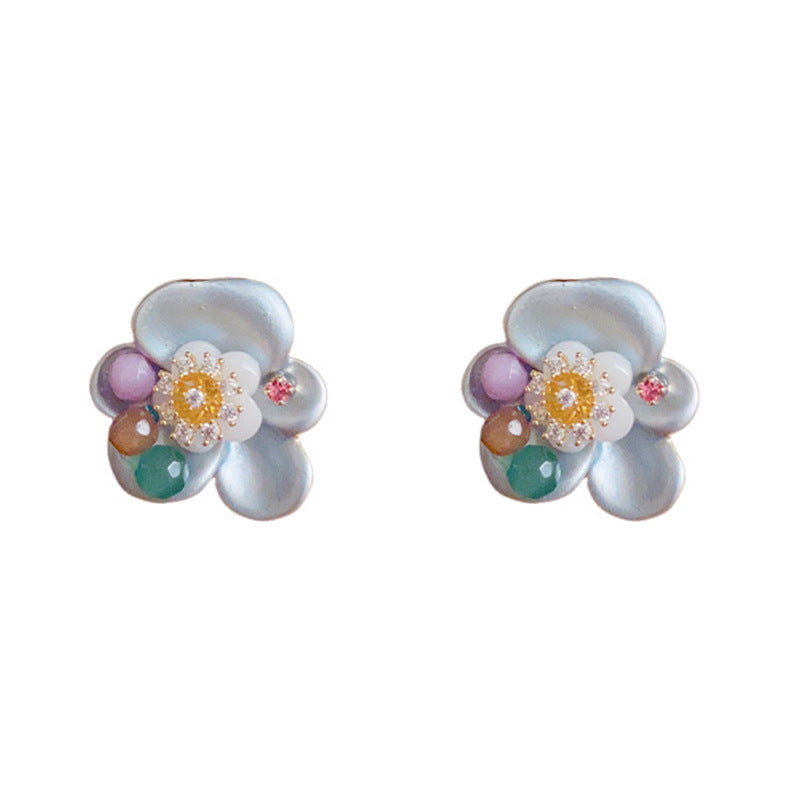 Luxury Handcrafted Pink or Blue Petal Stud Earrings – Elegant Design