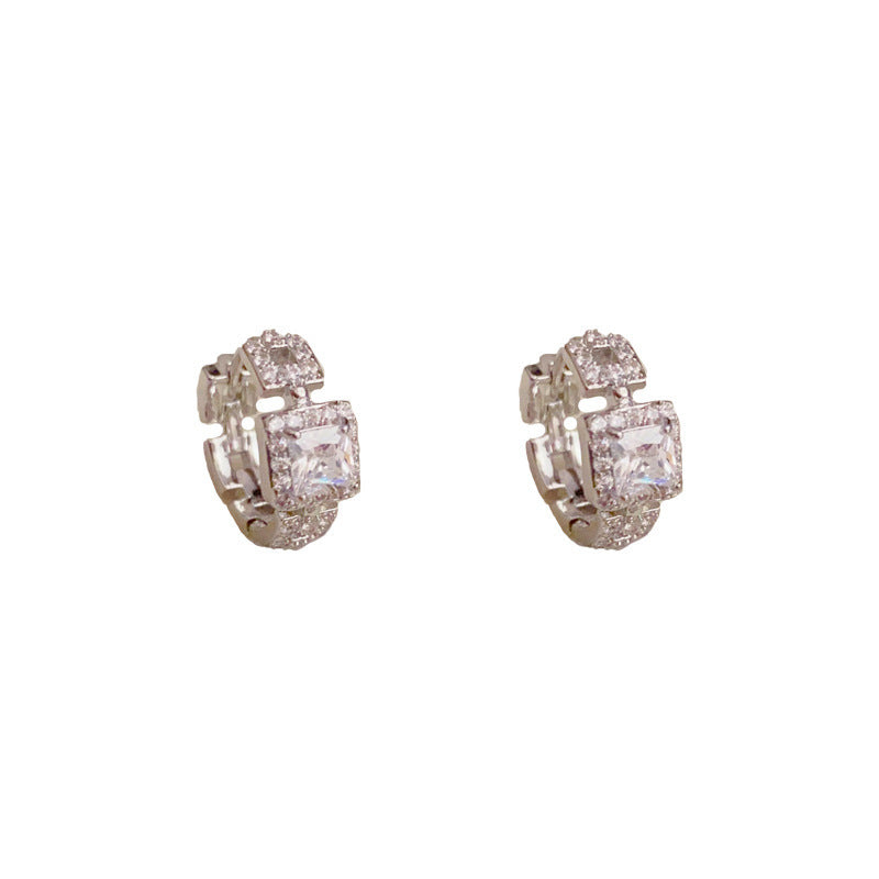Gold & Silver Zircon Geometric Sugar Earrings - Chic Minimalist Design