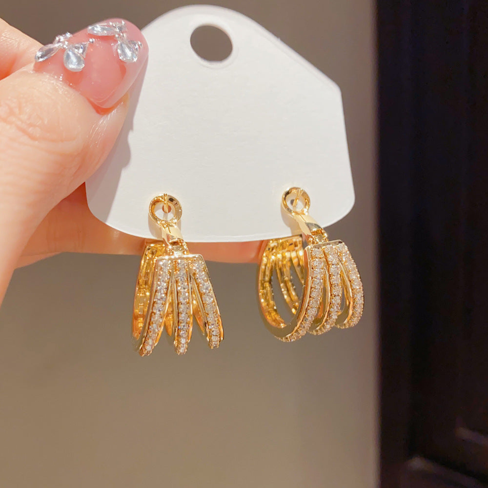 Eaioncol Multi‑Layer CZ Hoop Earrings Gold