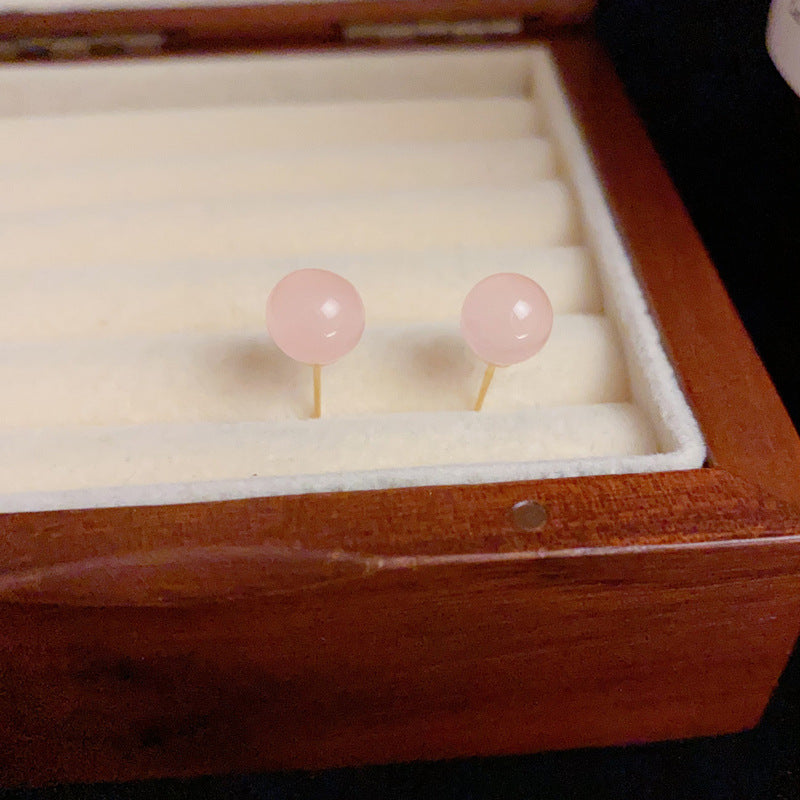 14K Gold-Plated Resin Ball Stud Earrings – Minimalist Geometric Design