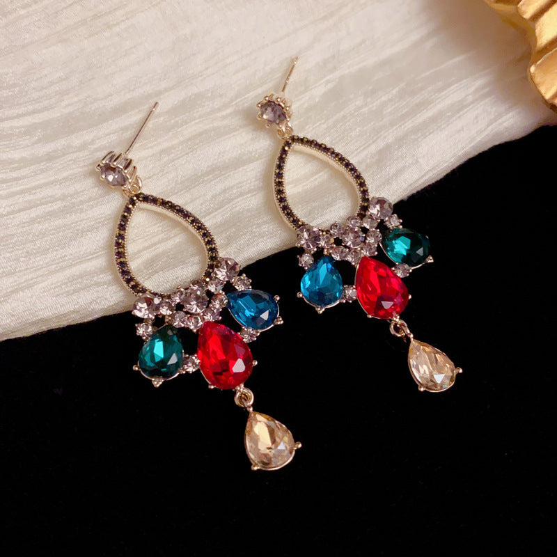 Luxury Coffee Zircon Teardrop Tassel Drop Earrings – Elegant Design