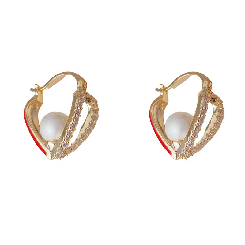 Luxury Double-Sided Hollow Pearl Heart Ear Cuff – Romantic Design