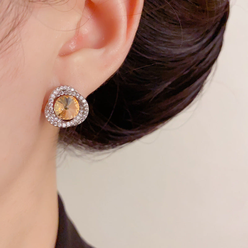 Luxury Full-Zircon Orbit Crystal Stud Earrings – Elegant Design