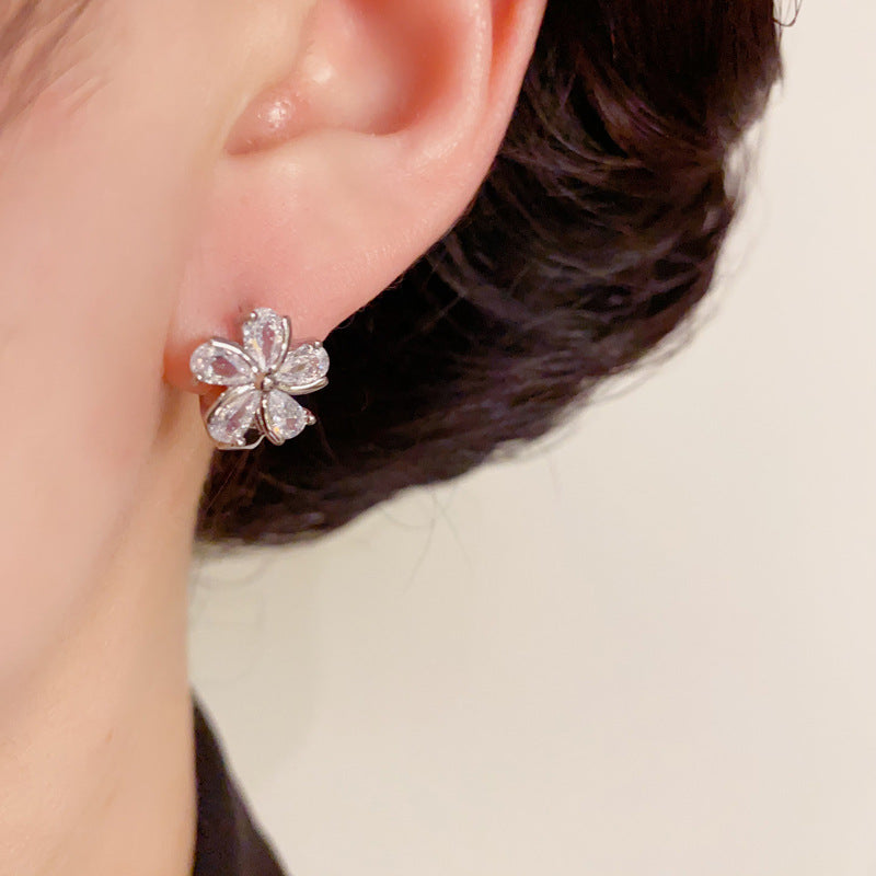 14K Gold-Plated Silver Flower Mini Hoop Earrings–Elegant Floral Design