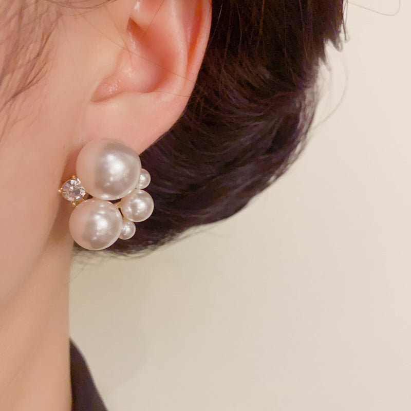 14K Gold Luxury Pearl & Geometric Earrings – Elegant Design