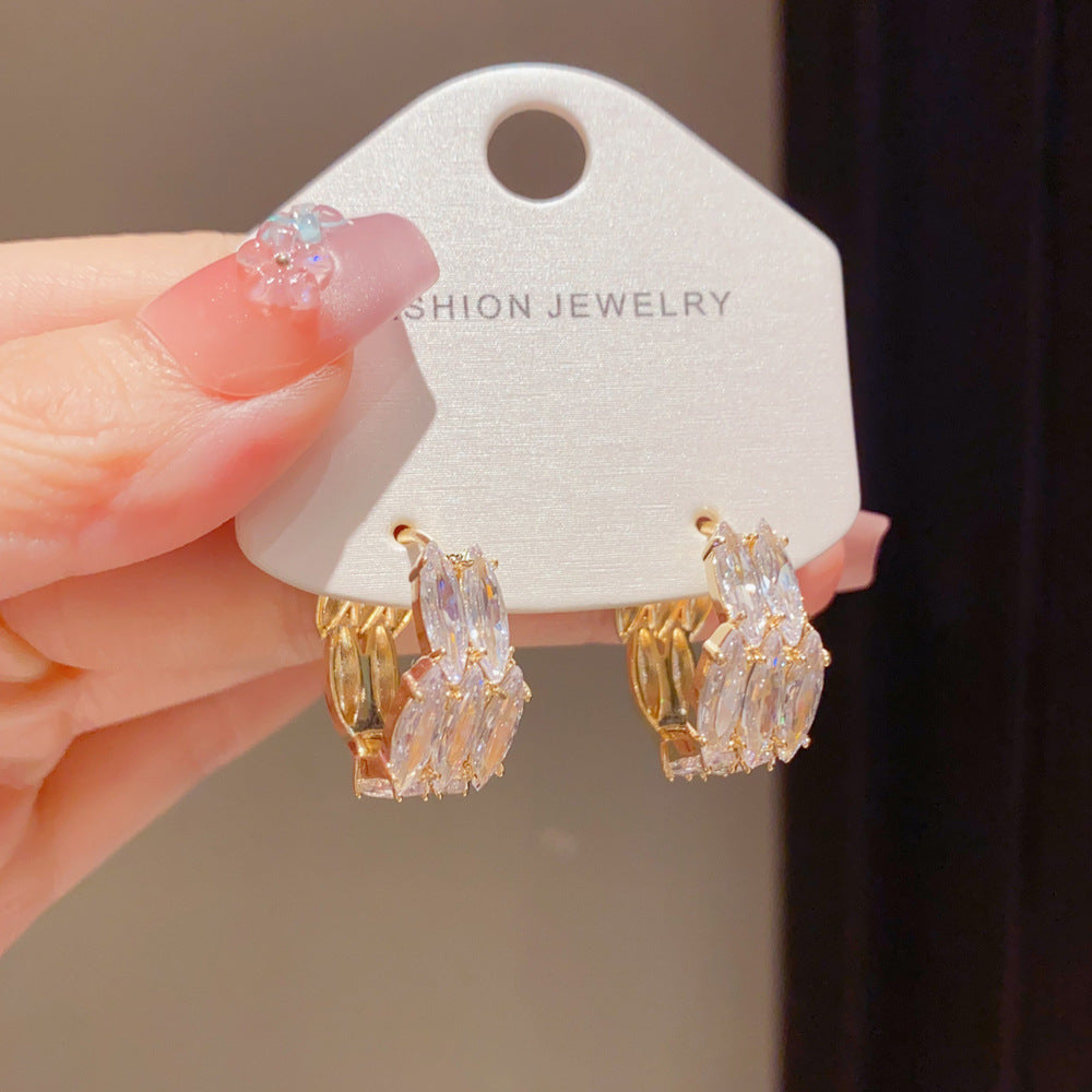 Eaioncol Geometric CZ Hoop Earrings 14K Gold & Silver Plated