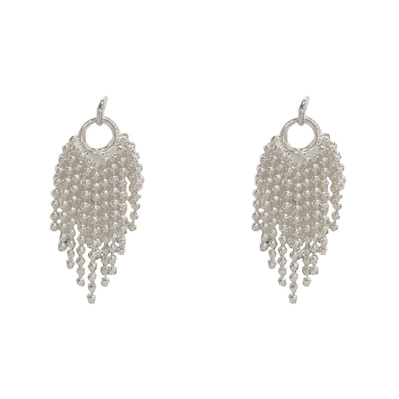 Luxury Metal Bead Tassel Drop Earrings – Elegant Geometric Design