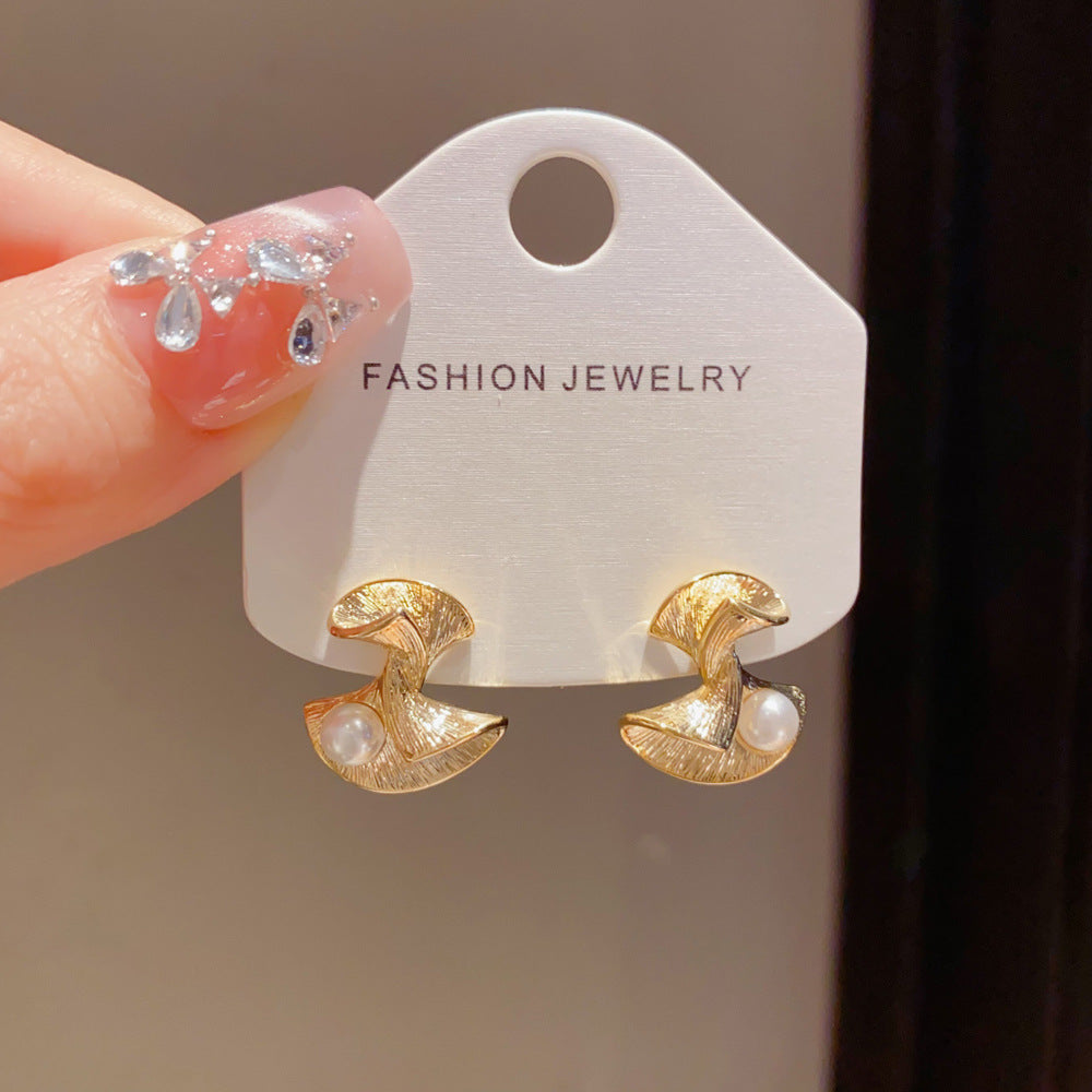 Eaioncol Twisted Skirt Stud Earrings 14K Gold Plated