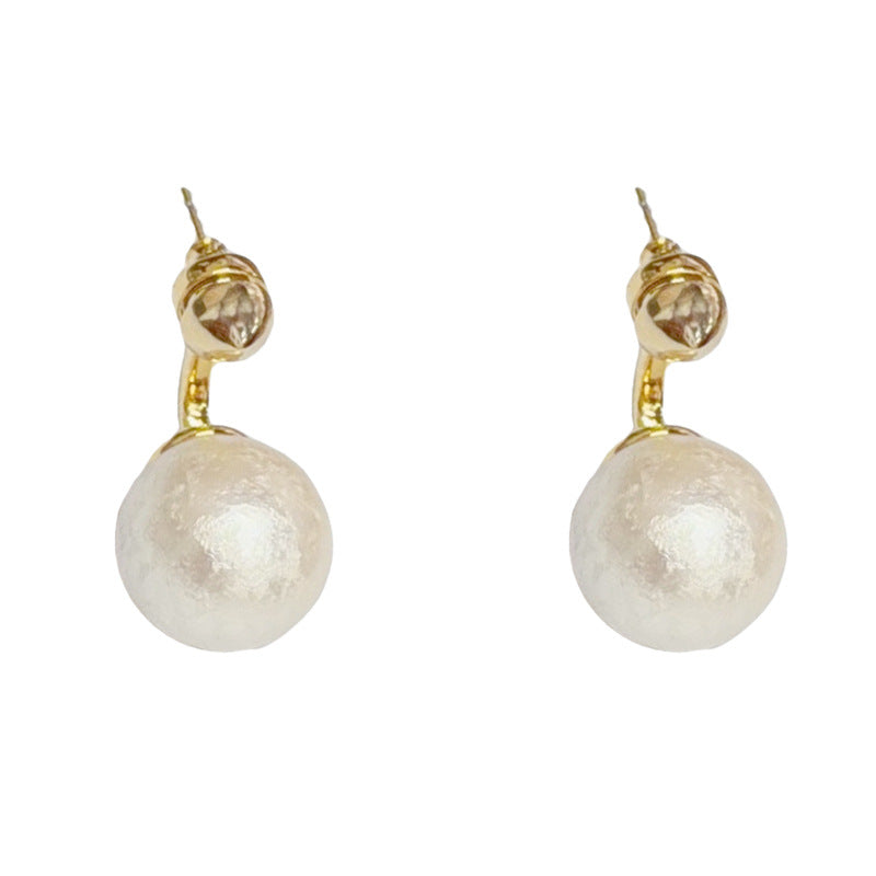 Eaioncol Cotton Pearl Geometric Hoop Earrings Gold