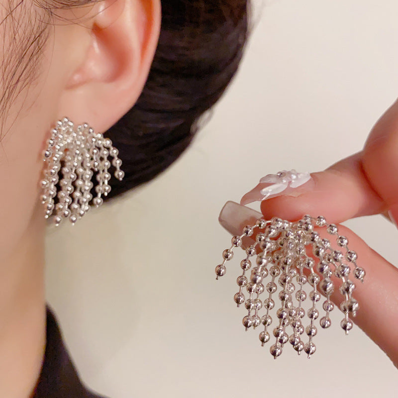 14K Gold-Plated Firework Tassel Drop Earrings – Bold Geometric Design