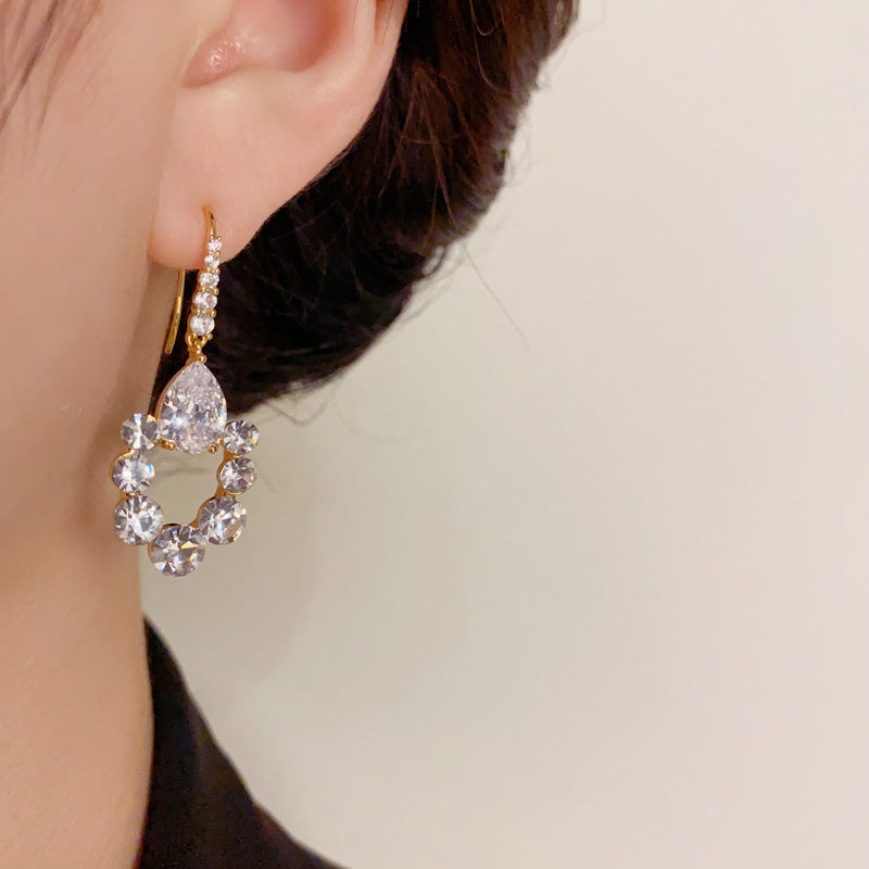 14K Gold-Plated Zircon Waterdrop Hook Earrings – Elegance Design