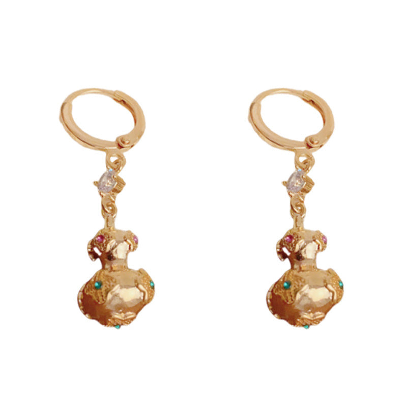 Luxury Zircon Metal Gourd Tassel Ear Cuff Earrings – Elegant Design