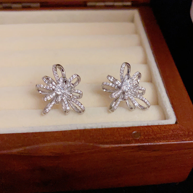 14K Gold-Plated Zircon Firework Stud Earrings - Elegant & Chic Design