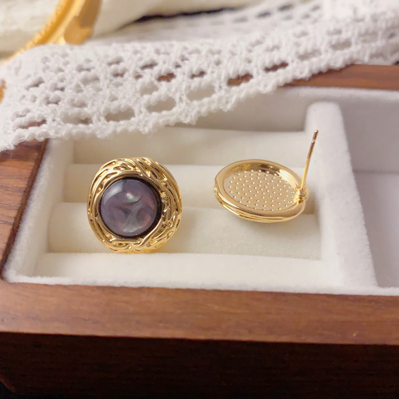 Luxury Metal Round Ring Stud Earrings – Geometric Design