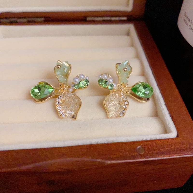 14K Gold-Plated Handcrafted Crystal Petal Stud Earrings – Sweet Style