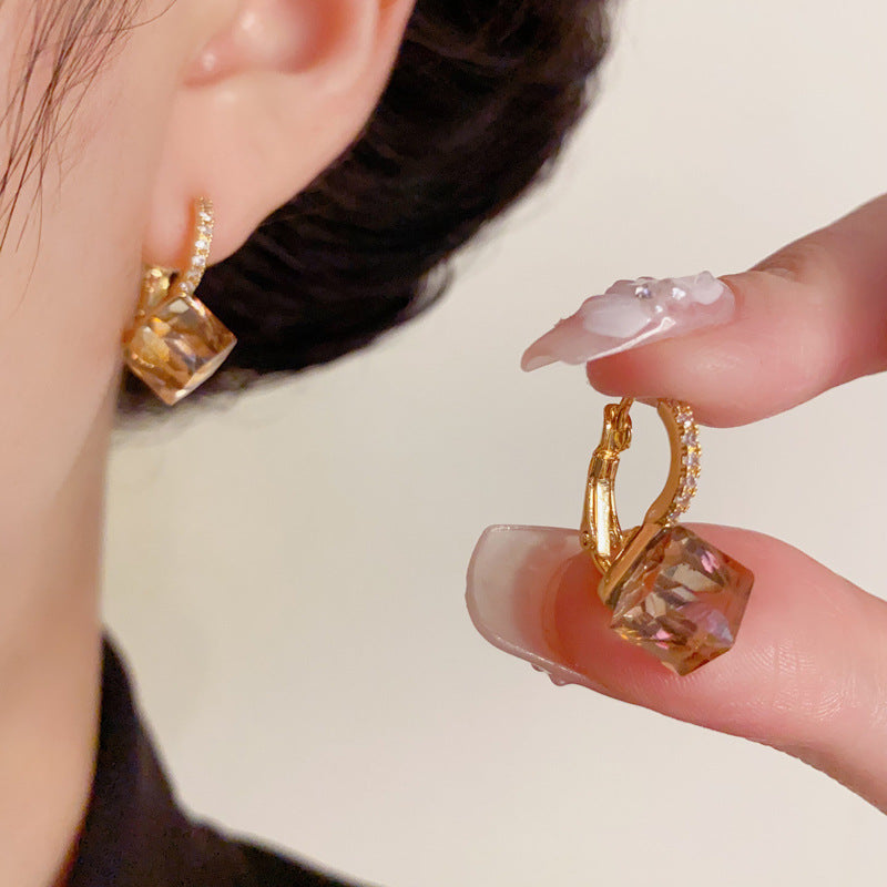 Luxury Square Zircon Geometric Ear Cuff Earrings – Elegant Design