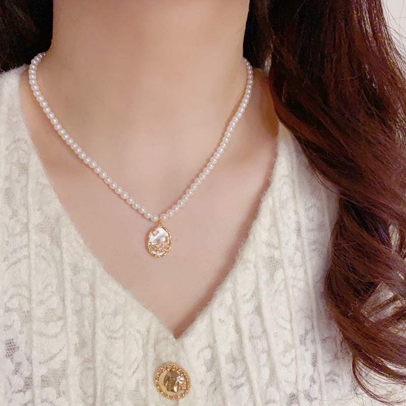 14K Gold Lotus Shell Pendant Necklace & Earrings Set – Floral Design