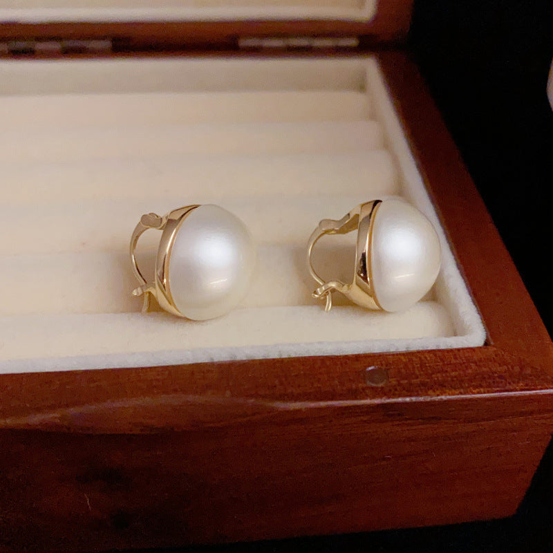 14K Gold-Plated Round Pearl Earring Hooks - Timeless & Elegant Design