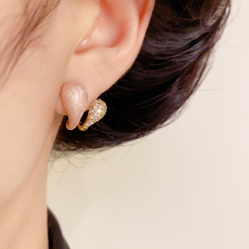 14K Gold Pink Zircon Double-Layer Stud Earrings – Elegant Chic Design