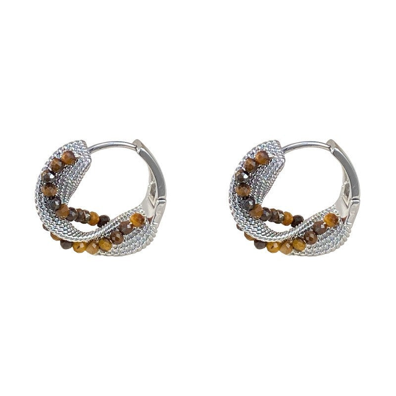 Eaioncol Handmade Beaded Hoop Earrings Gold Silver