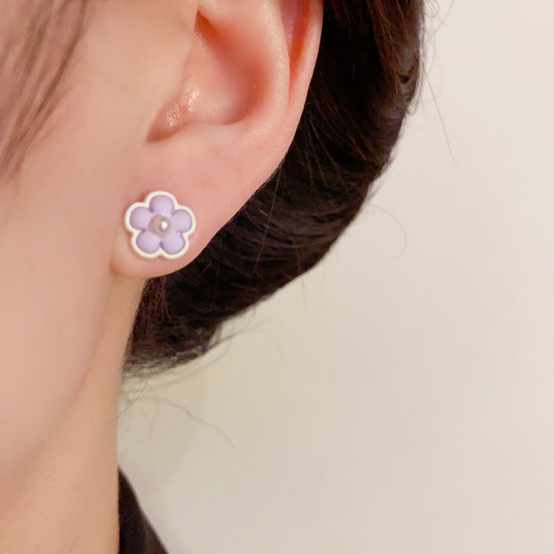 Colorful Flower Set & Pearl Flower Stud Earring - Sweet Chic Design