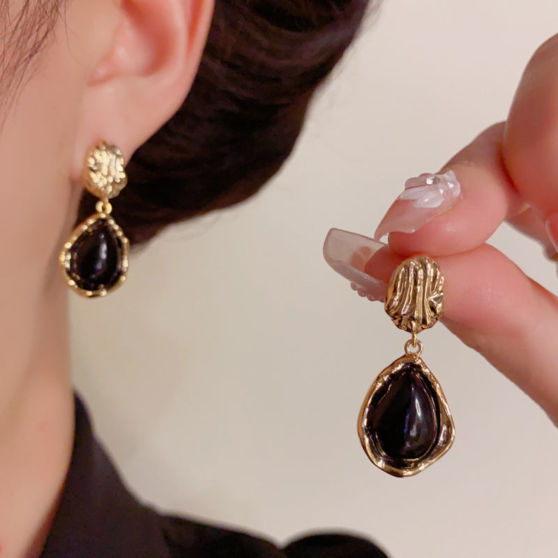 Korean Dupin Elegant Metal Irregular Drop Earrings – Geometric Design