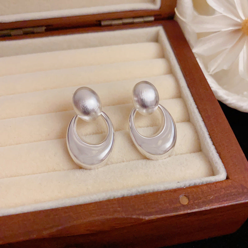 Luxury Metal Brushed Geometric Drop Earrings – Elegant Design