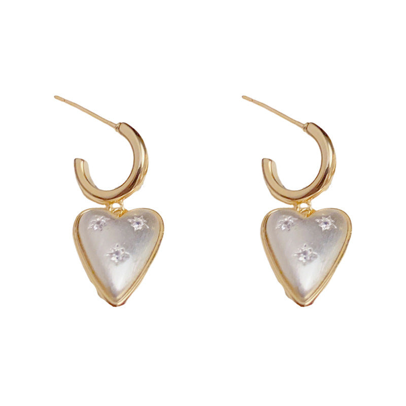 14K Gold-Silver Two-Tone Heart Drop Earrings – Elegant Design