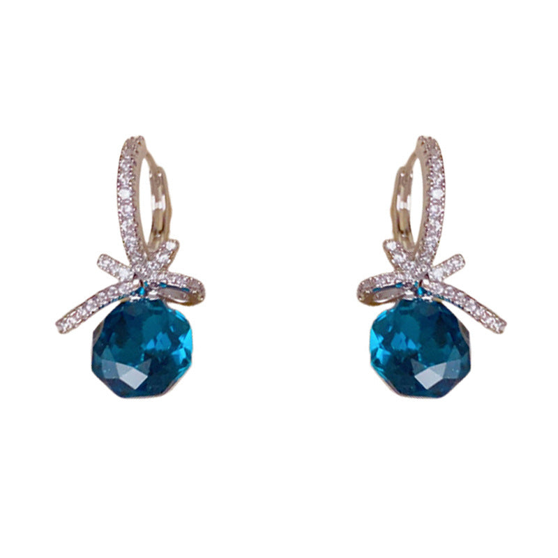 Luxury Zircon Bow & Square Diamond Ear Cuff Earrings – Elegant Design