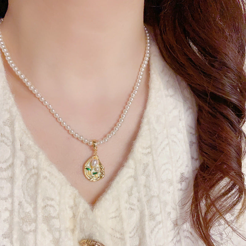 14K Gold Pearl Tulip Geometric Jewelry – Earrings, Bracelet & Necklace