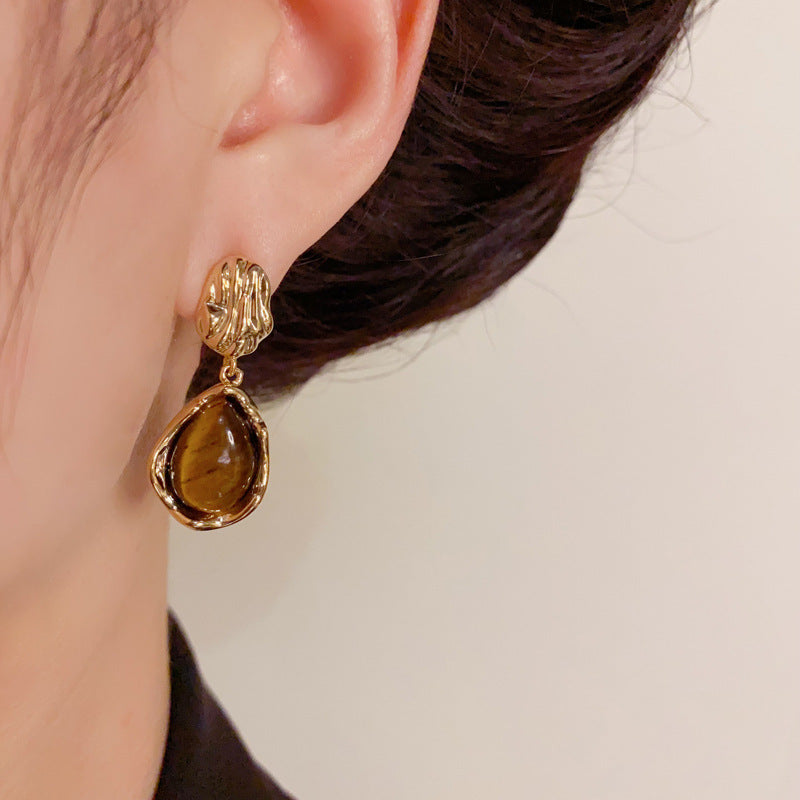 Korean Dupin Elegant Metal Irregular Drop Earrings – Geometric Design