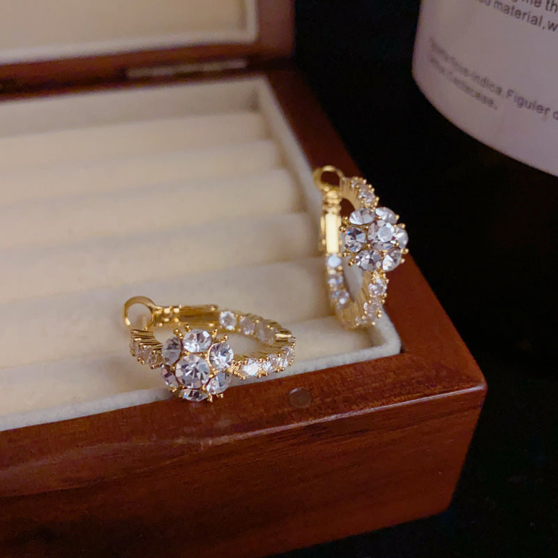 14K Gold-Plated Full-Zircon Circle Hoop Earrings – Sparkling Design