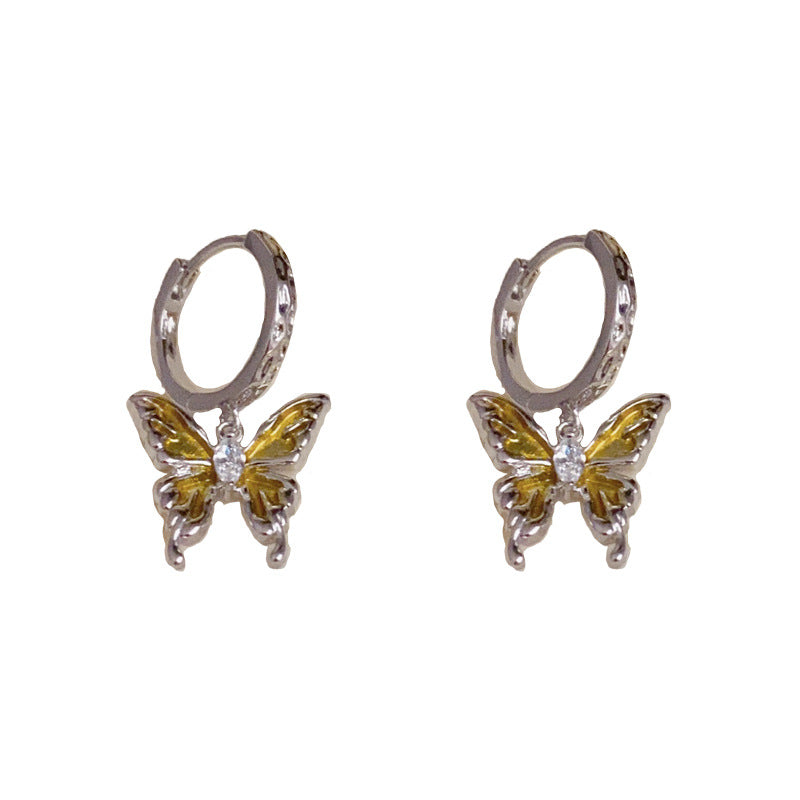 14K Gold-Plated Colorful Butterfly Ear Clips - Chic and Unique Design