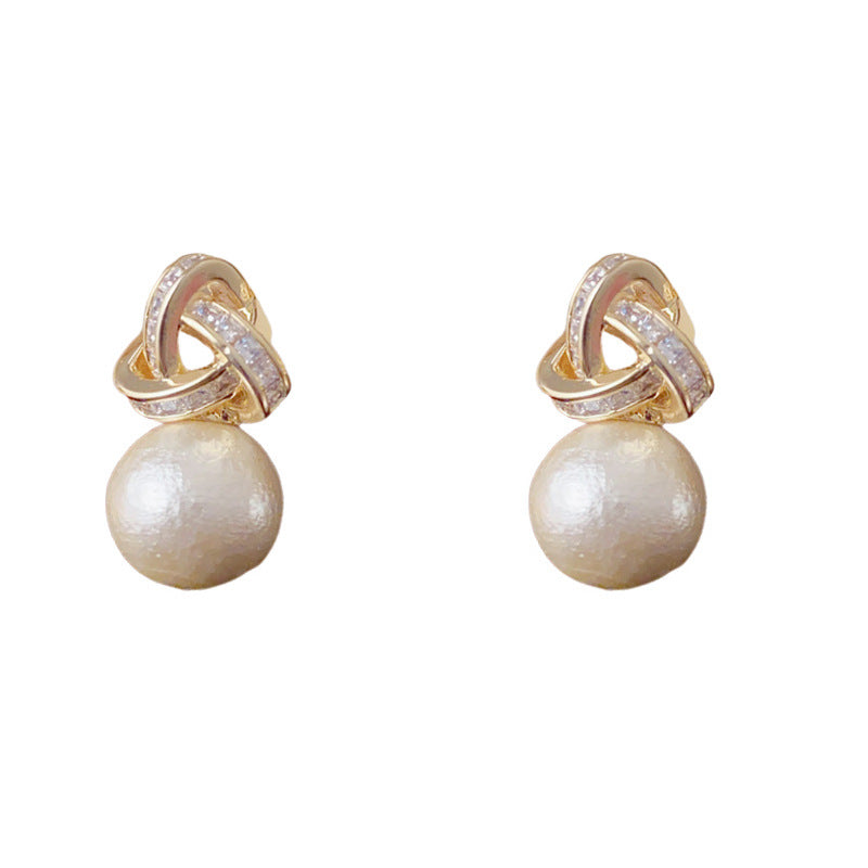 Elegant Zircon Halo Cotton Ball Stud Earrings – Minimalist Design