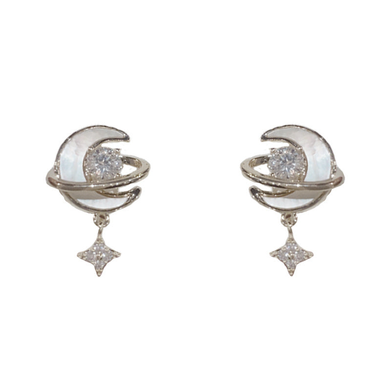 Luxury Zircon Shell Star Moon Drop Earrings – Elegant Design
