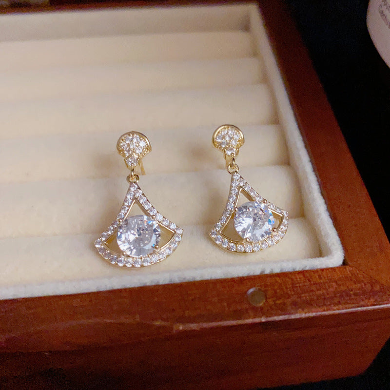 14K Gold Full Rhinestone Dress Drop Earrings – Elegant Chic Design