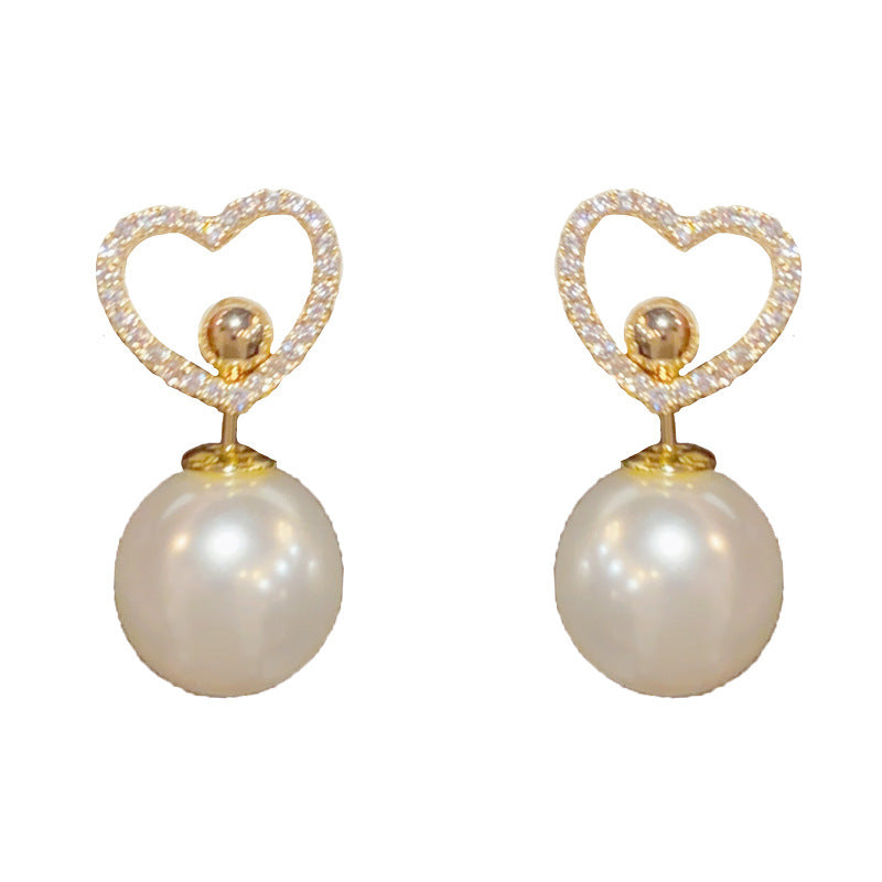 14K Gold-Plated Multi-Way Heart Pearl Earrings – Versatile & Chic