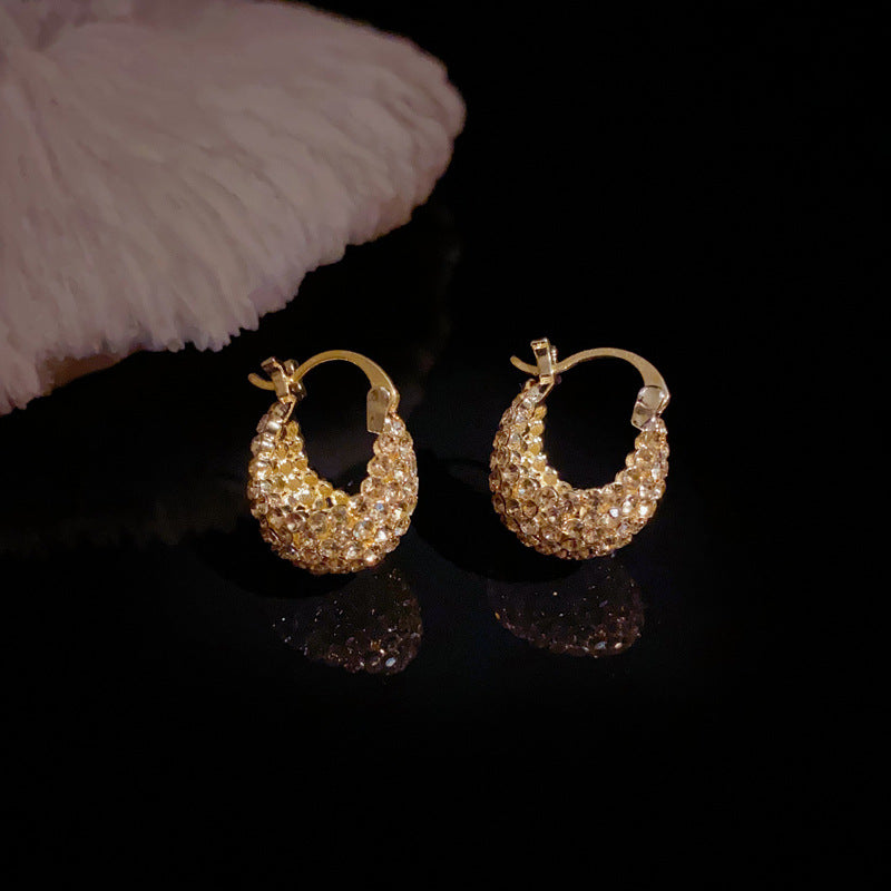 Elegant Full-Zircon U-Shaped Ear Cuff Earrings – Geometric Design